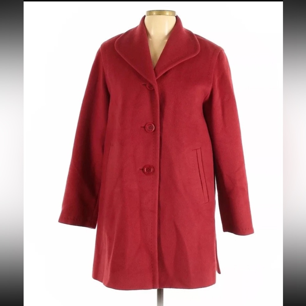 cinzia rocca red wool cashmere coat peacoat with buttons